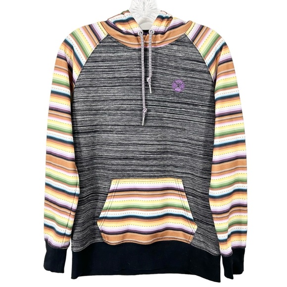 Hooey Tops - Hooey Women's Catalina Hoody Black Space Dye‎ Serape Sleeves Hoodie Sz.